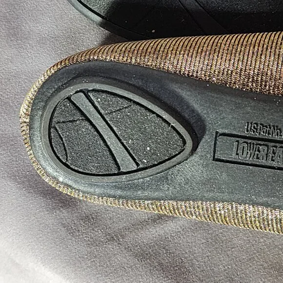 Lower East Side Gold Glitter Chelsea Dorado Fabric Upper Ballet Flat Size 7W - Picture 15 of 16